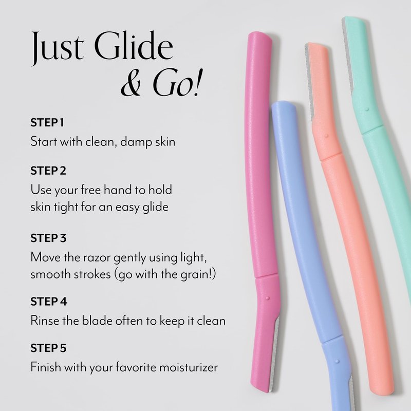 Bliss Stainless Steel Disposable Dermaplaning Tools | Facial Exfoliator and Eyebrow Razor to Dermaplane Peach Fuzz - 8 pack