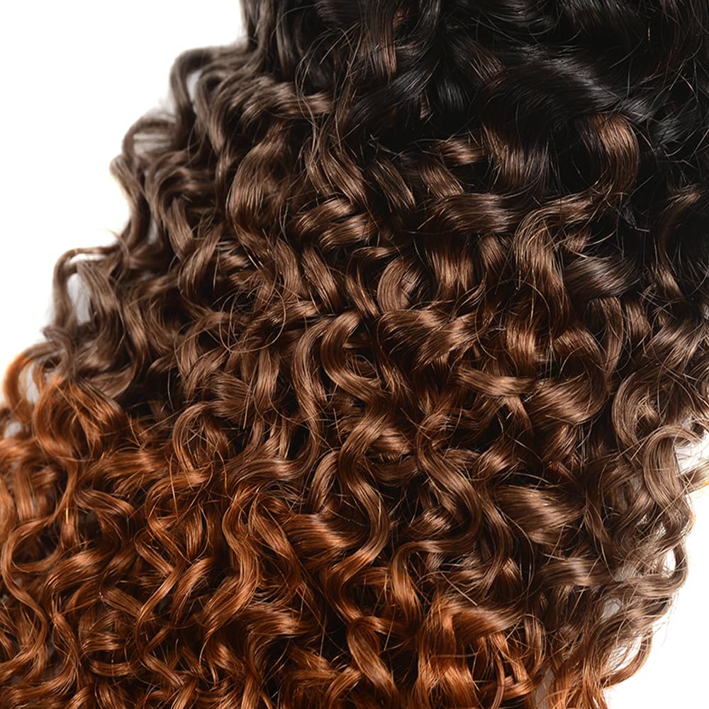 Color 4 Human Hair Bundles Dark Brown Curly Wave Bundles 24 26 28 inch Ombre Brown Bundle 3 Tone Natural Black and Brown Bundle