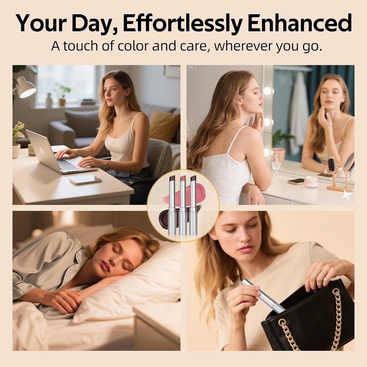 Tinted Lip Balm Set - 3PCS Sheer Moisturizing & Hydrating Balm | Natural Honey Finish for All Skin Tones