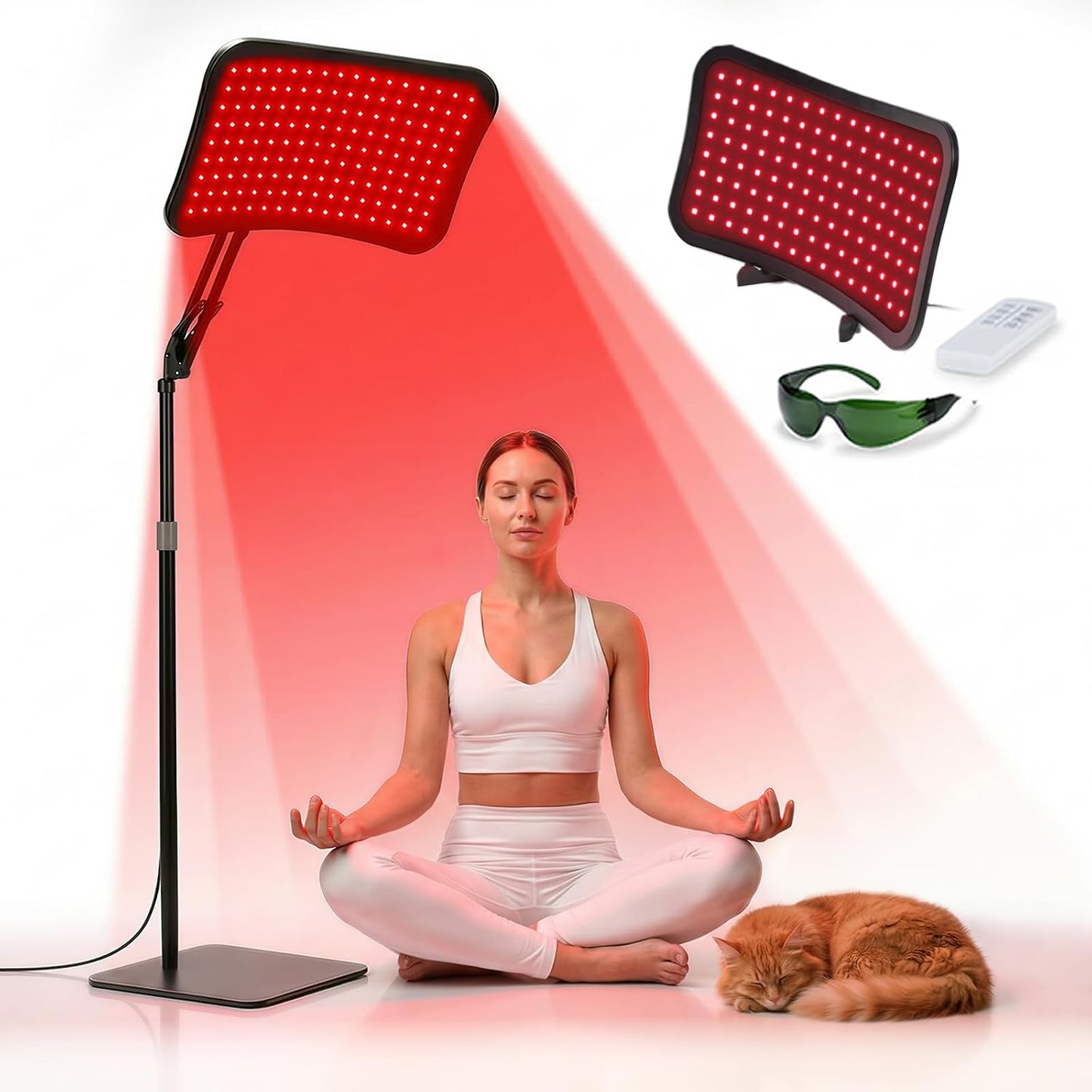 Renergy Red Light Therapy Lamp - 660nm & 850nm Infrared Panel for Face & Body | Portable LED Device with Remote Control