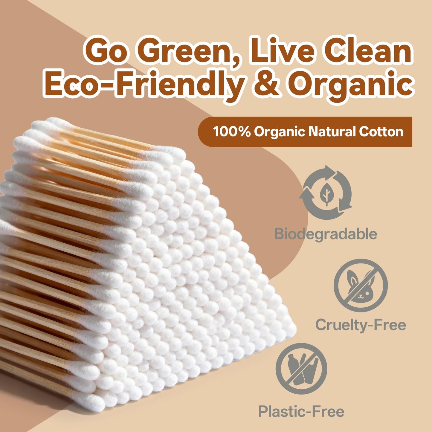 YD WINGTAI Bamboo Cotton Swabs 500 Count Natural Buds 100% Biodegradable Organic Wooden Sticks for Ears Makeup Safety Mouth Travel Clean Skin Club
