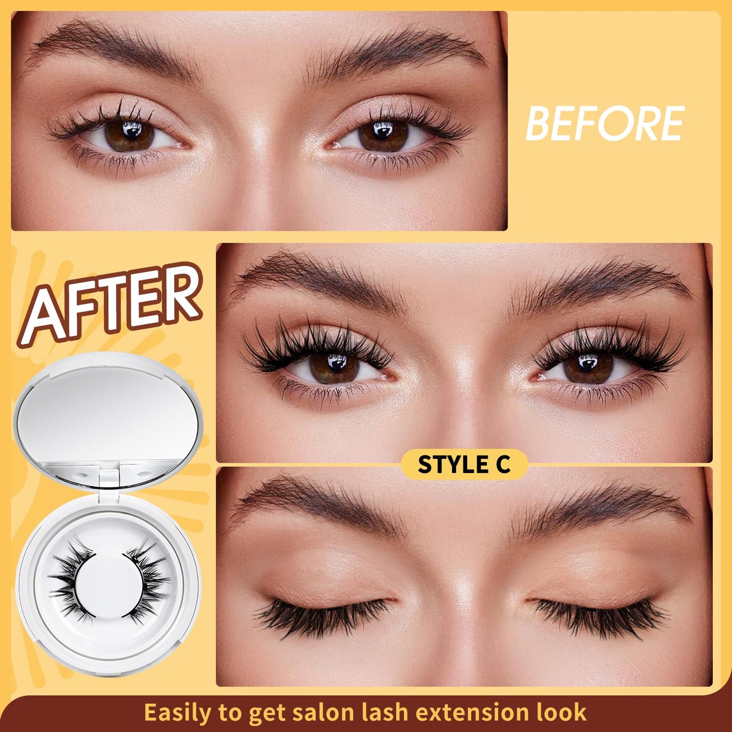 QUEWEL Magnetic Eyelashes 2 Pair Reusable Magnetic Eyelashes with Applicator No Glue Needed Eyelashes Cat Eye Natural Look Lash Clusters Kit Easy to Wear and Remove(A09)