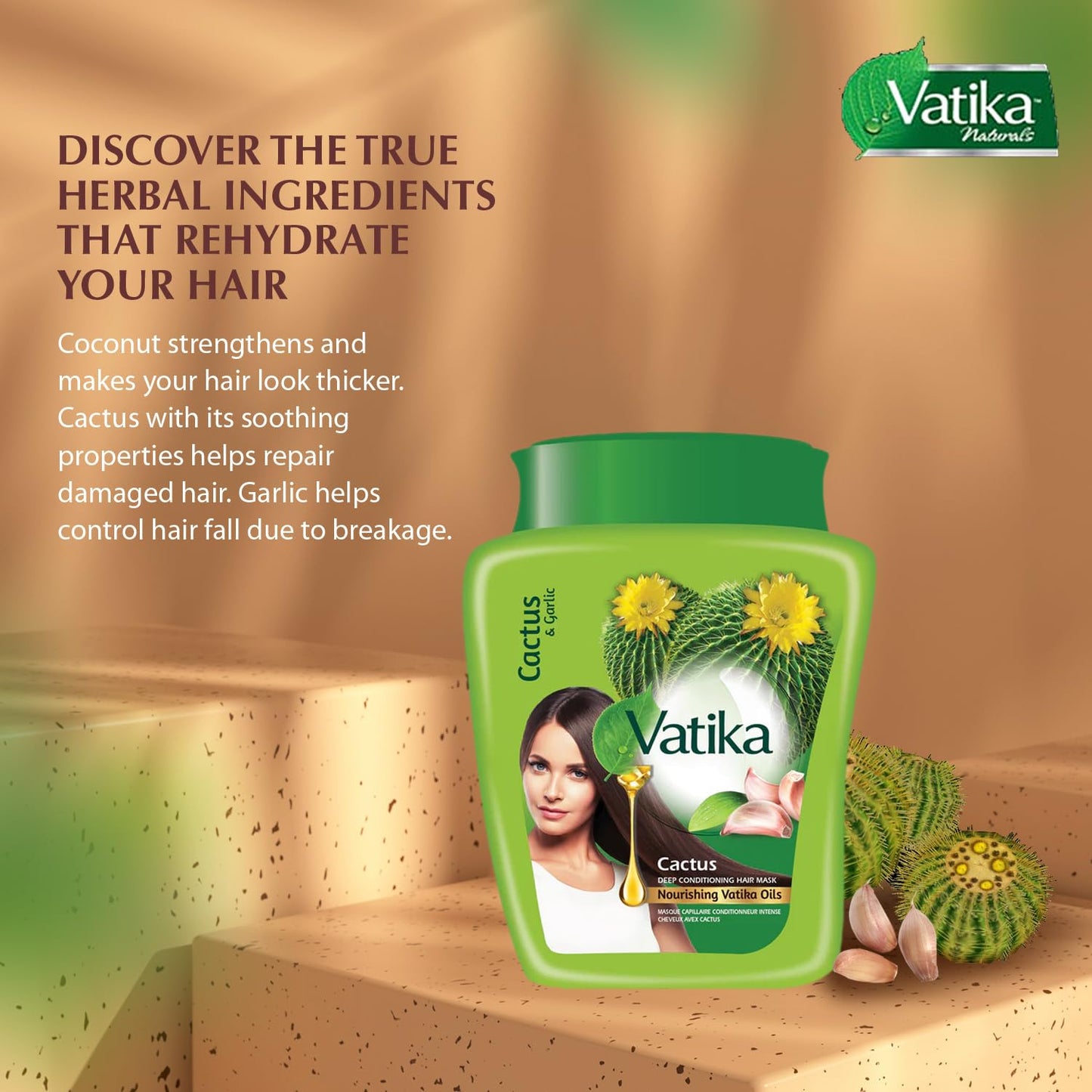 Vatika Naturals Styling Cream - For Curly, Dry & Color-Treated Hair, 210ml