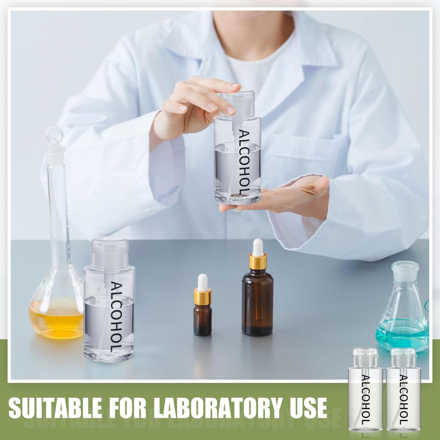 Alcohol Pump Dispenser Bottle - 10 oz Refillable Cosmetic Container | Clear Cap & Bottle for Personal & Salon Use