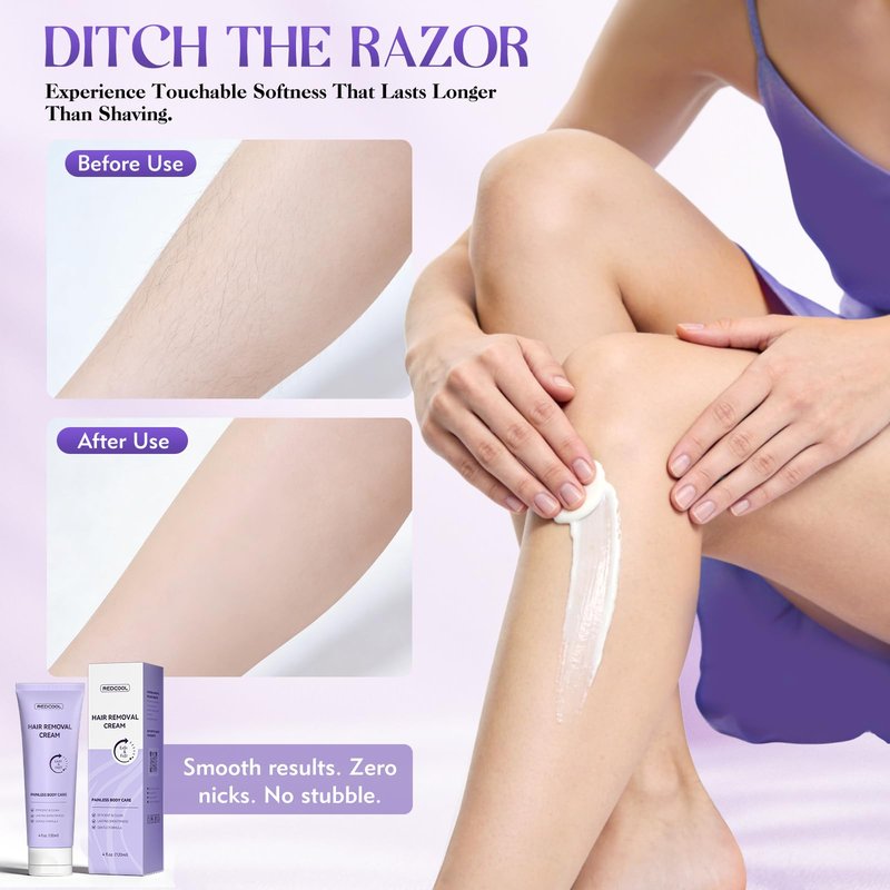 Body & Facial Hair Removal Cream for Women & Men, Painless Depilatory Cream for Sensitive Skin, Gentle Hair Remover for Legs, Arms, Underarms & Bikini Line with Spatula Applicator (1 PCS)