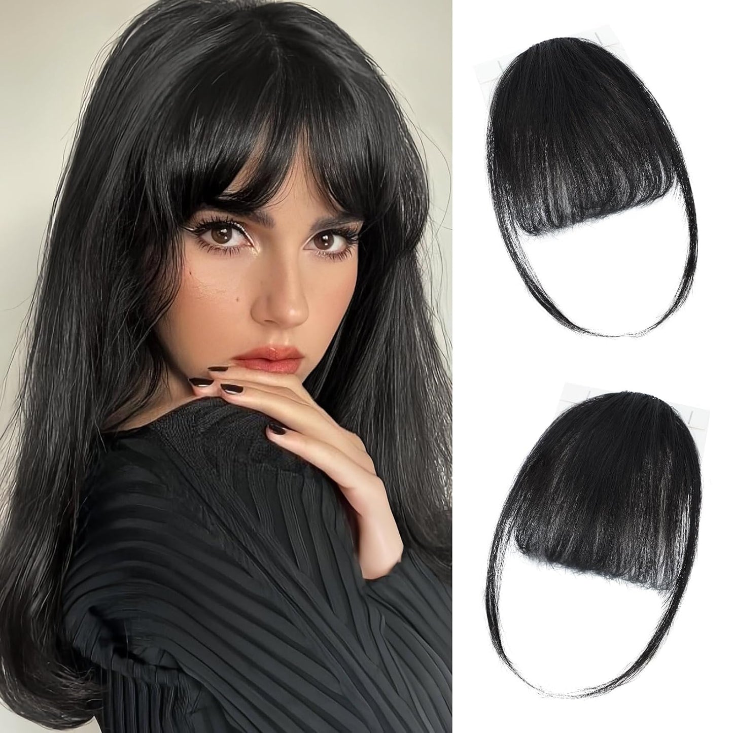 Clip-In Bangs - 100% Real Human Hair Wispy Fringe Hairpiece | Natural Ash Blonde for Daily Wear & Festivals