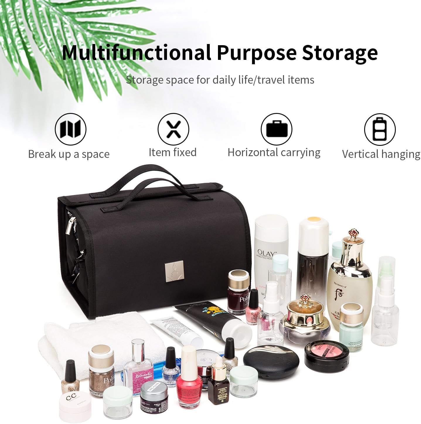 Roll Up Makeup Bag - Travel Toiletry Organizer with 4 Clear TSA Approved Pouches | Hanging Cosmetic Bag for Men & Women