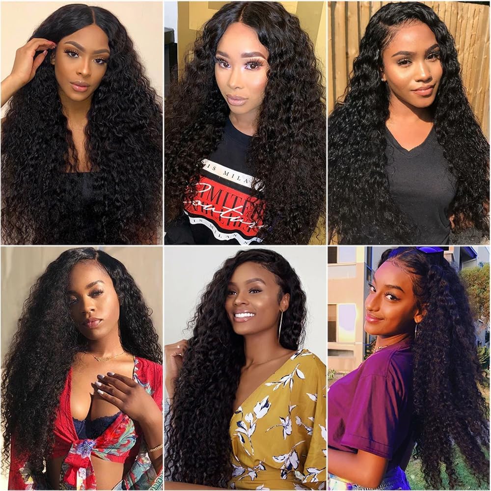 Deep Wave Bundles Deep Wave Human Hair Bundles Color 1b Black Bundle Human Hair Curly Wet And Wavy Bundle 14 16 18 Inch 150g