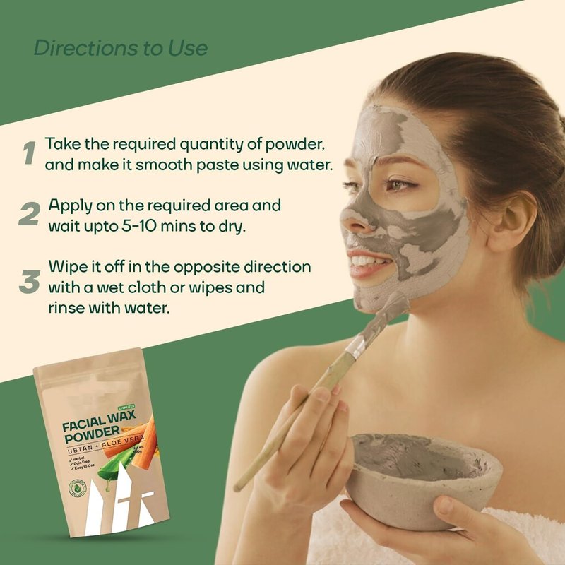Farmvedic Painless Herbal Facial Hair Remover Wax Powder for Women, with Turmeric, Ubtan & Aloevera, No Harmful Chemicals, No Irritation, No Skin Rashes, 100g (100g (Pack of 1))