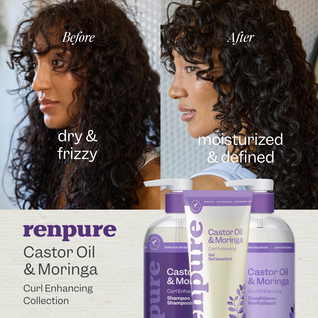 Renpure Castor Oil & Moringa Curl Enhancing Shampoo & Conditioner 2x24oz