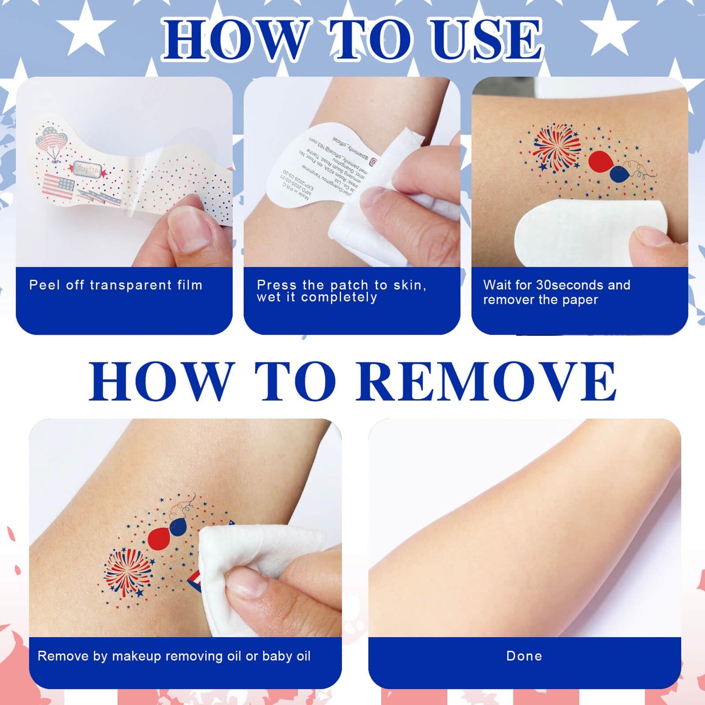 Paminify 4th of July Freckles Tattoos,Fourth of July Glitter Freckle Face Accessories, Patriotic USA Red White Blue Temporary Star Stickers,Independence Flag Makeup,8 PCS+13 PCS
