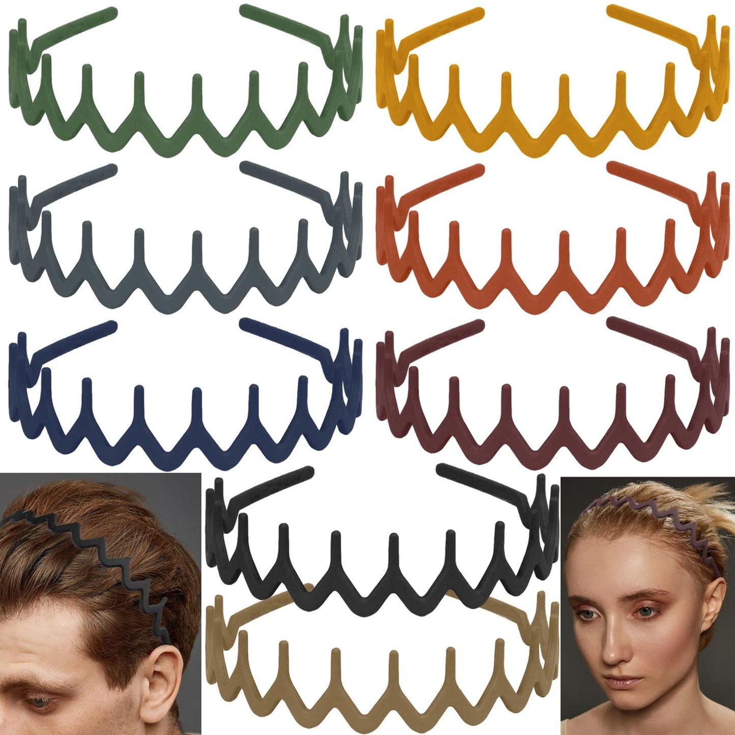 LAPOHI Non-Slip Plastic Headbands - 8 Pack Effortless Hair Accessories for Women & Teens | Matte Black