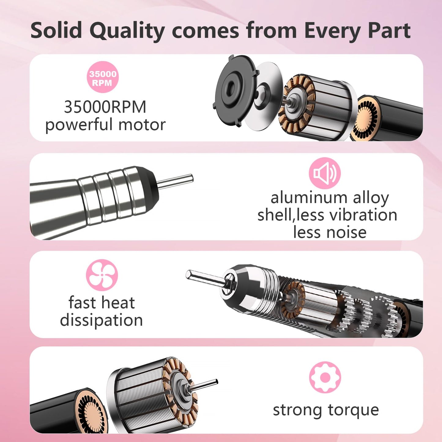 Kredioo Cordless Nail Drill 35000RPM Professional Electric File with Portable Travel Case for Home and Salon Nails Manicure Pedicure