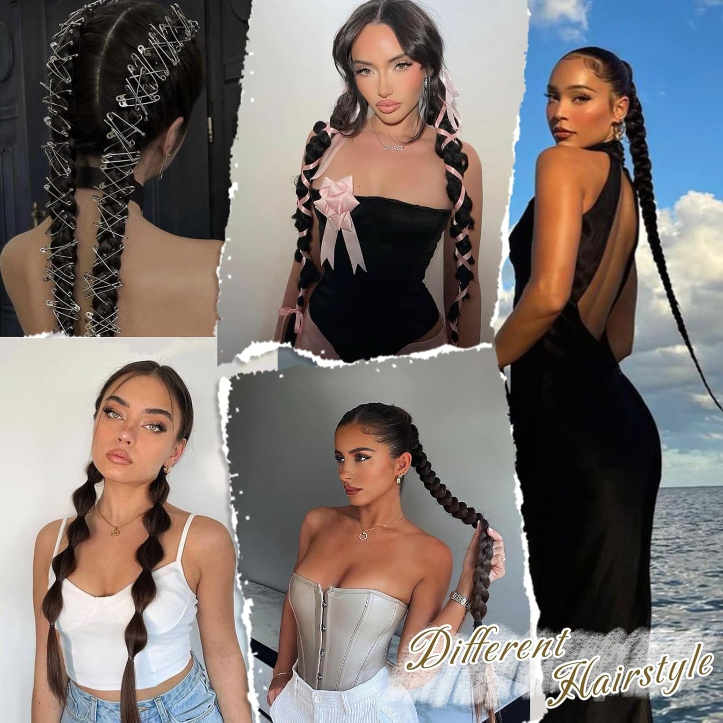 30 Inch Long Braided Ponytail Extension - Dark Brown Wrap Around Braid Hairpiece for Women | Synthetic Hair Tie