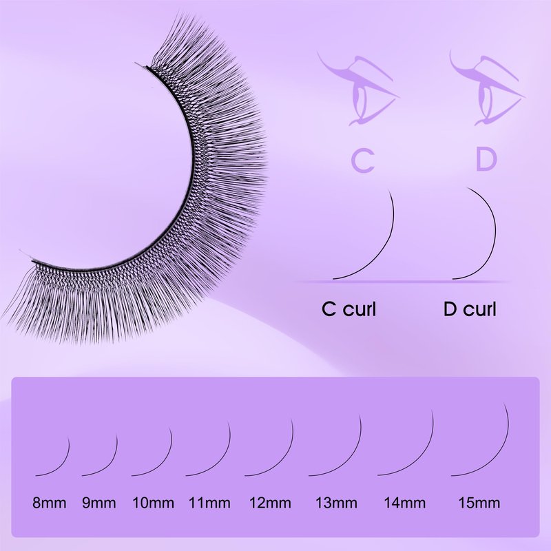 Natuhana 3D U Shape Lash Extensions Easy Fan Russian Volume U Eyelash C/D Curl 0.07mm Natural U Shaped 12 Rows Premade Eye Lashes Supply(Black,0.07C,8-12mm)