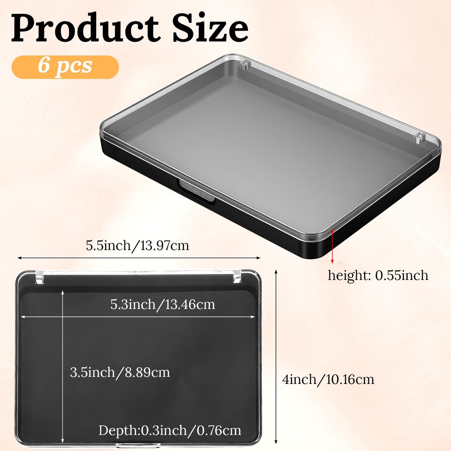 6 Pack Magnetic Makeup Palette with Clear Top, Empty Eyeshadow Palette Organizer for DIY Cosmetics Bronzer Blush Powder, Travel Storage Box, 5.5x4Inch, Black