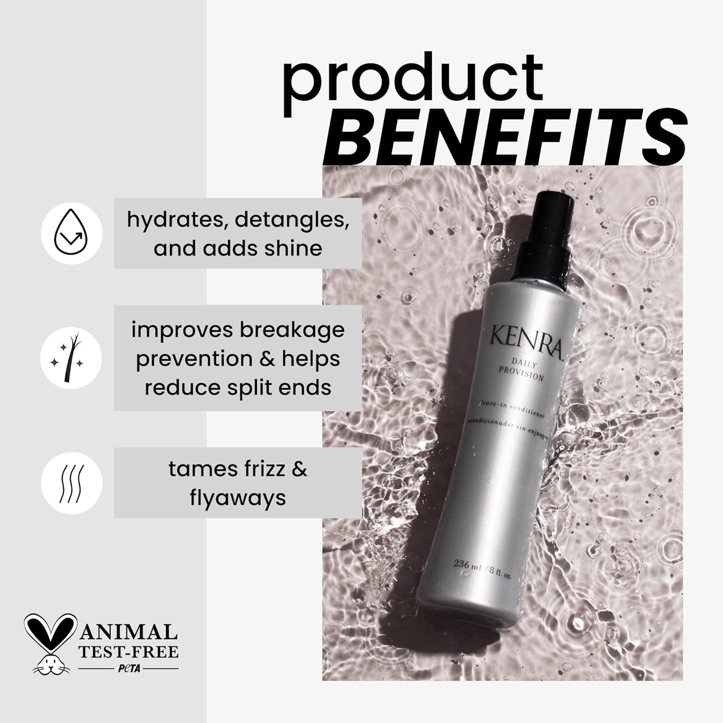 Kenra Professional Leave-In Conditioner - Hydrates, Detangles & Adds Shine | Frizz Control & Thermal Protection | 8 fl. oz