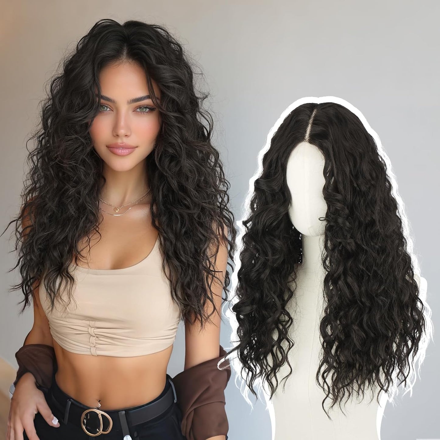 Brown Lace Front Wigs for Women - Natural Hairline, Long Wavy Curly, 21 Inch | Glueless & Beginner Friendly