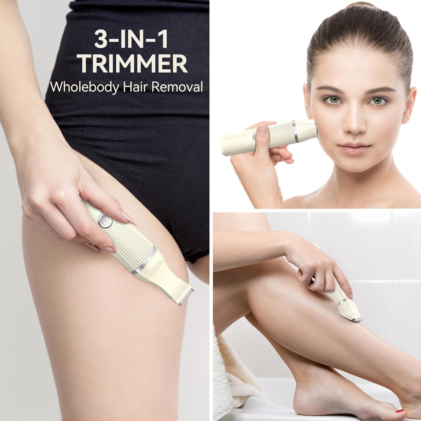 Pubic Hair Trimmer for Women - Waterproof 3-in-1 Electric Razor | Rechargeable Cordless Groomer for Body Hair, Legs, Face