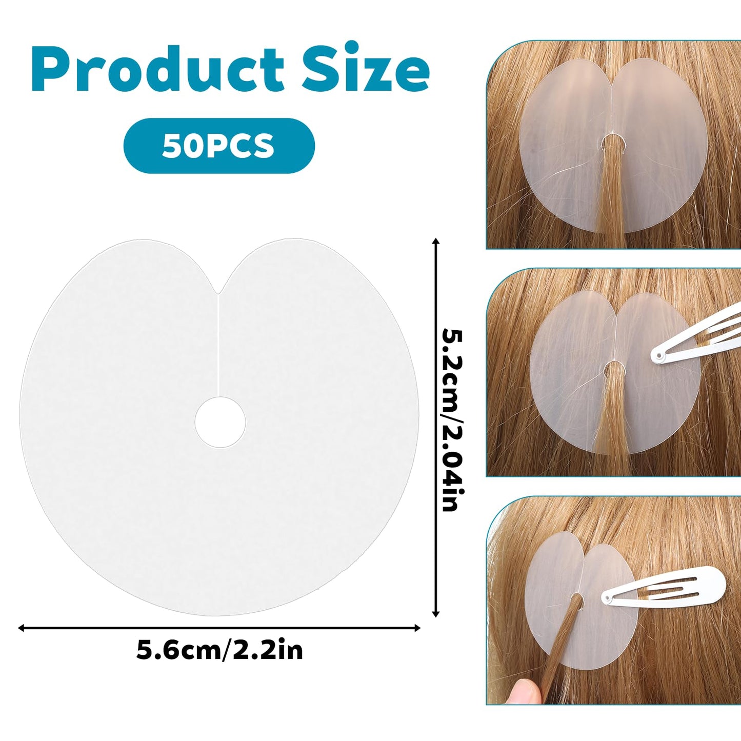 50 Pcs Heat Shield Guards for Hair Extension Circular K Tips Hair Extensions Tool Single Hole Round Spacer Template Clips Clear Fusion Keratin Glue Protector Templates for Hairs Extensions
