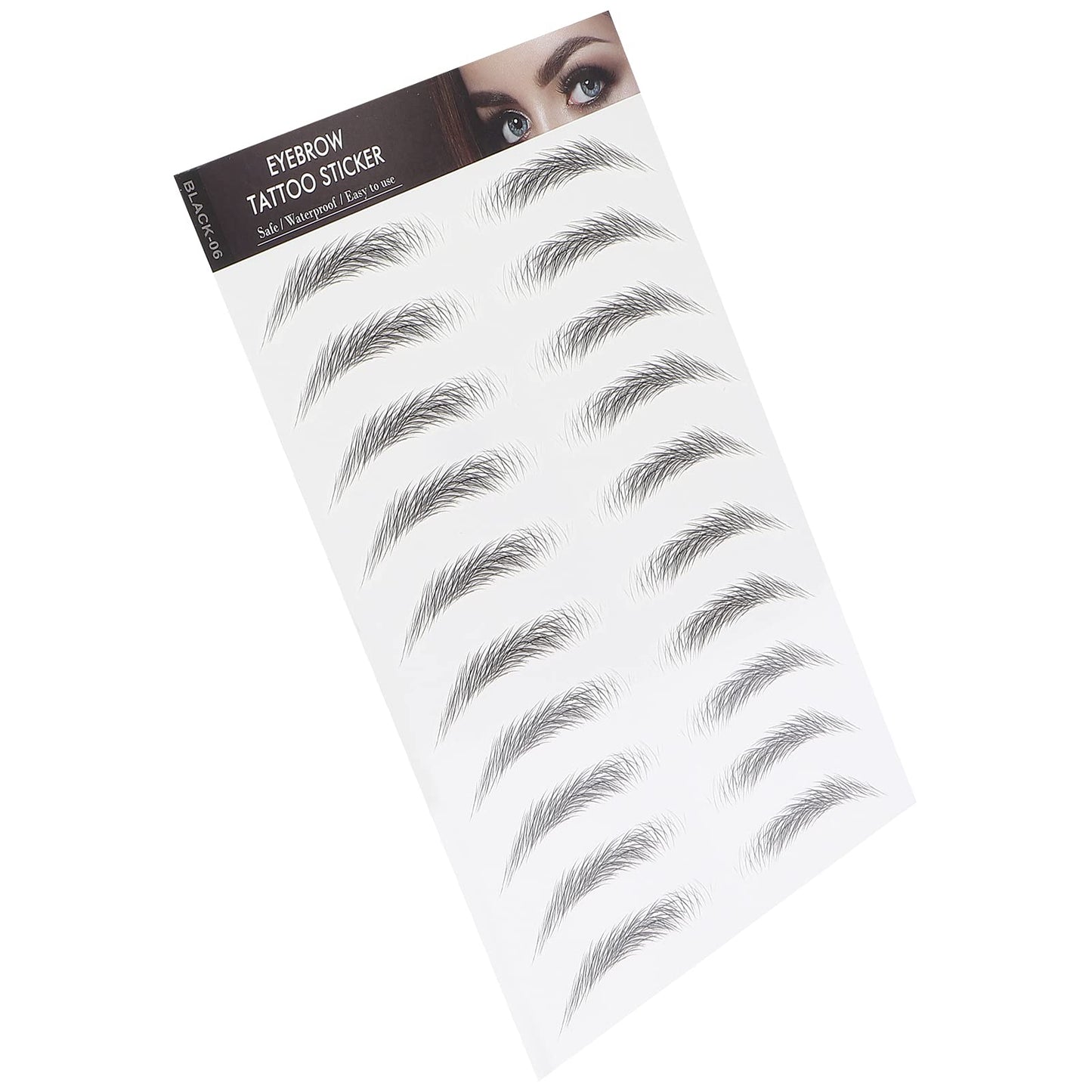6D Eyebrow Sticker, Hair-Like Authentic Eyebrows, Long Lasting False Eyebrows Makeup Sticker for Women Girls(BLACK-06)