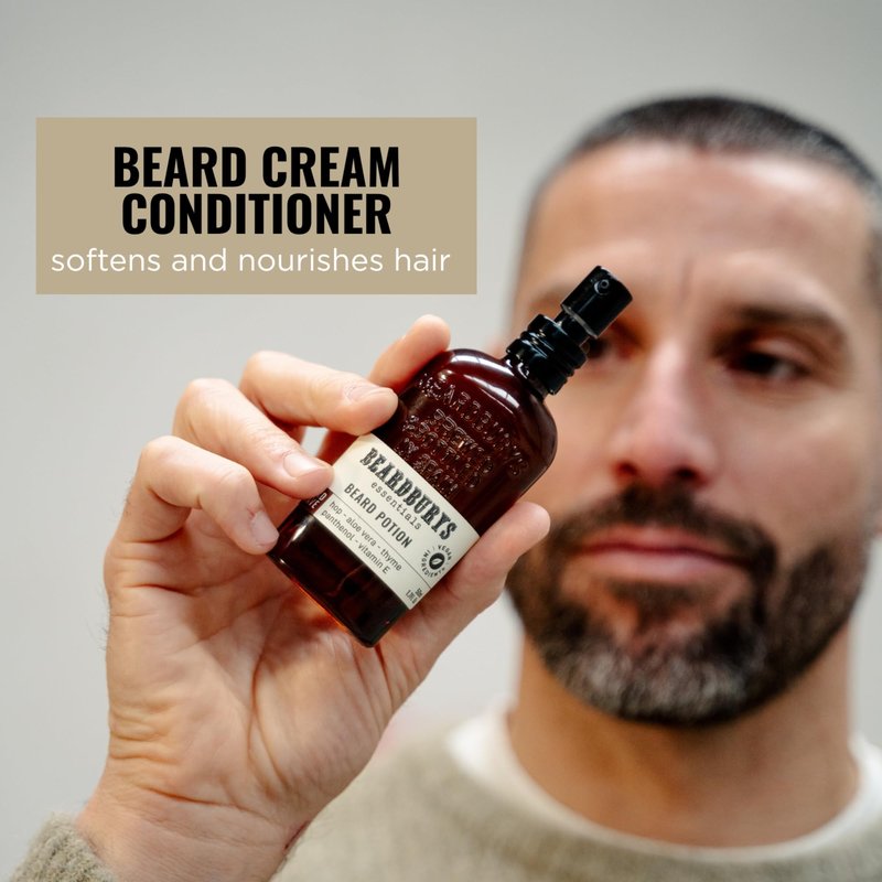 Beardburys Essentials Beard Potion | Moisturizing Beard Cream, Keeps Skin Moisturized and Itch Free, Increased Growth and Shine, With Hops and Vitamin E, 100% Vegan - 1.7 Fl