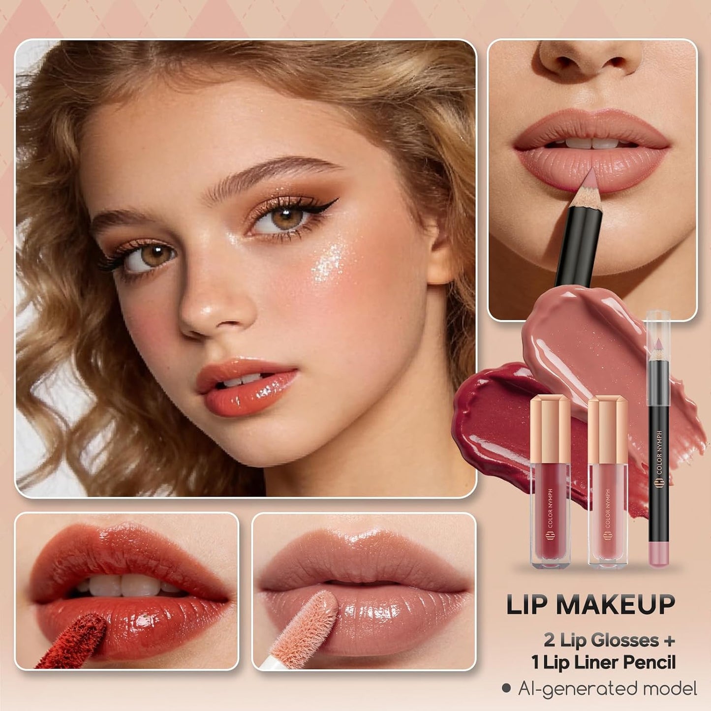 Beginner Makeup Kit for Teens - Full Makeup Set with Eyeshadow Palette, Blush, Bronzer, Lipstick & Train Case | Gold