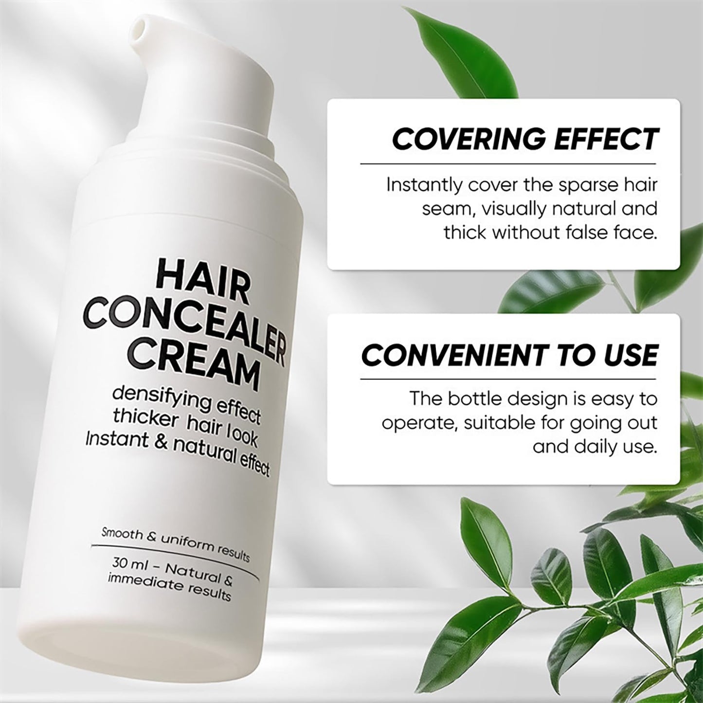 Hair Concealer Cream for Thinning Hair & Bald Spots, Black Root Touch-Up, Waterproof & Sweatproof Scalp Coverage, Natural Filling Cream for Men & Women – 30ml