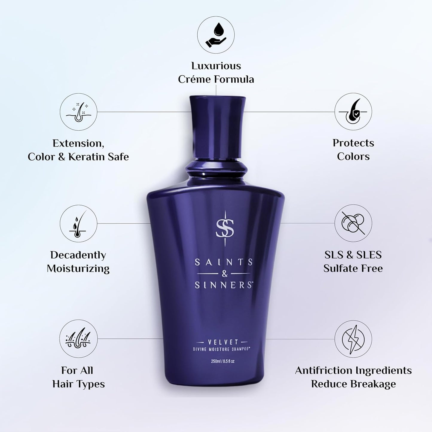 Velvet Divine Moisture Shampoo for Dry, Damaged Hair - Repair & Add Shine | Color-Treated Care