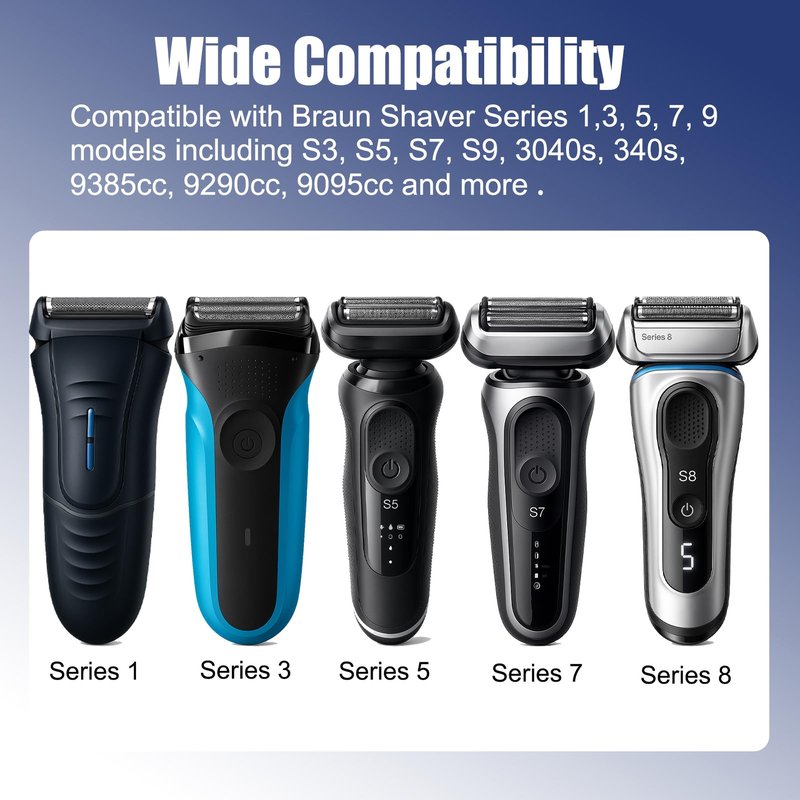 Replacement Charger Compatible with Braun Shaver Series 9 8 7 6 5 3 1, 12V 400mA Power Cord for Braun Electric Razor S3 S5 S7 S9 3040s 340s 370 9385cc 9290cc 9095cc, 5ft Cable+ Cleaning Brush