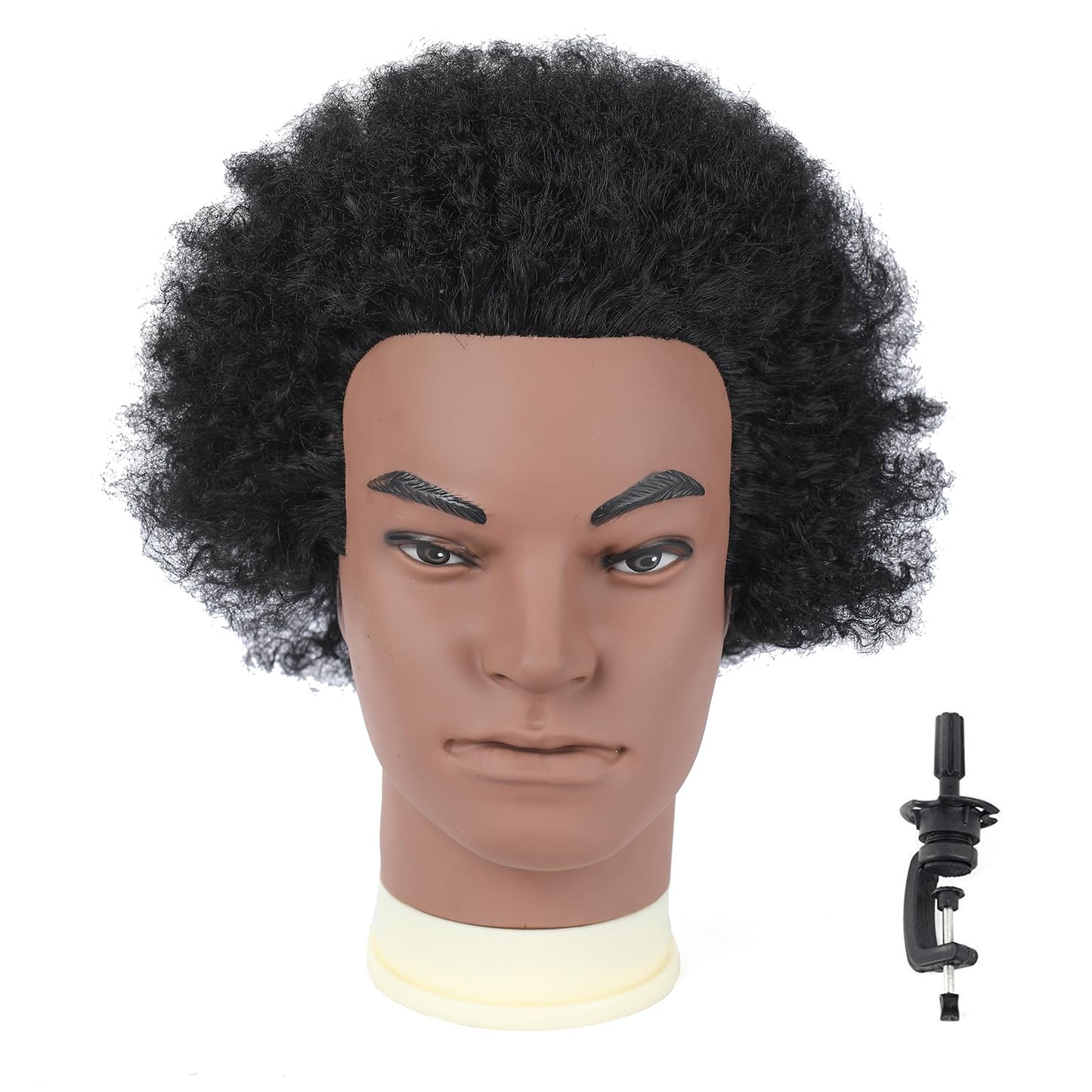 Stancia 6’’ Afro Male Mannequin Head,100% Human Hair Mannequin Head Styling Heads, Manikin Head for Practice Styling Cornrow Braiding with Clamp Stand