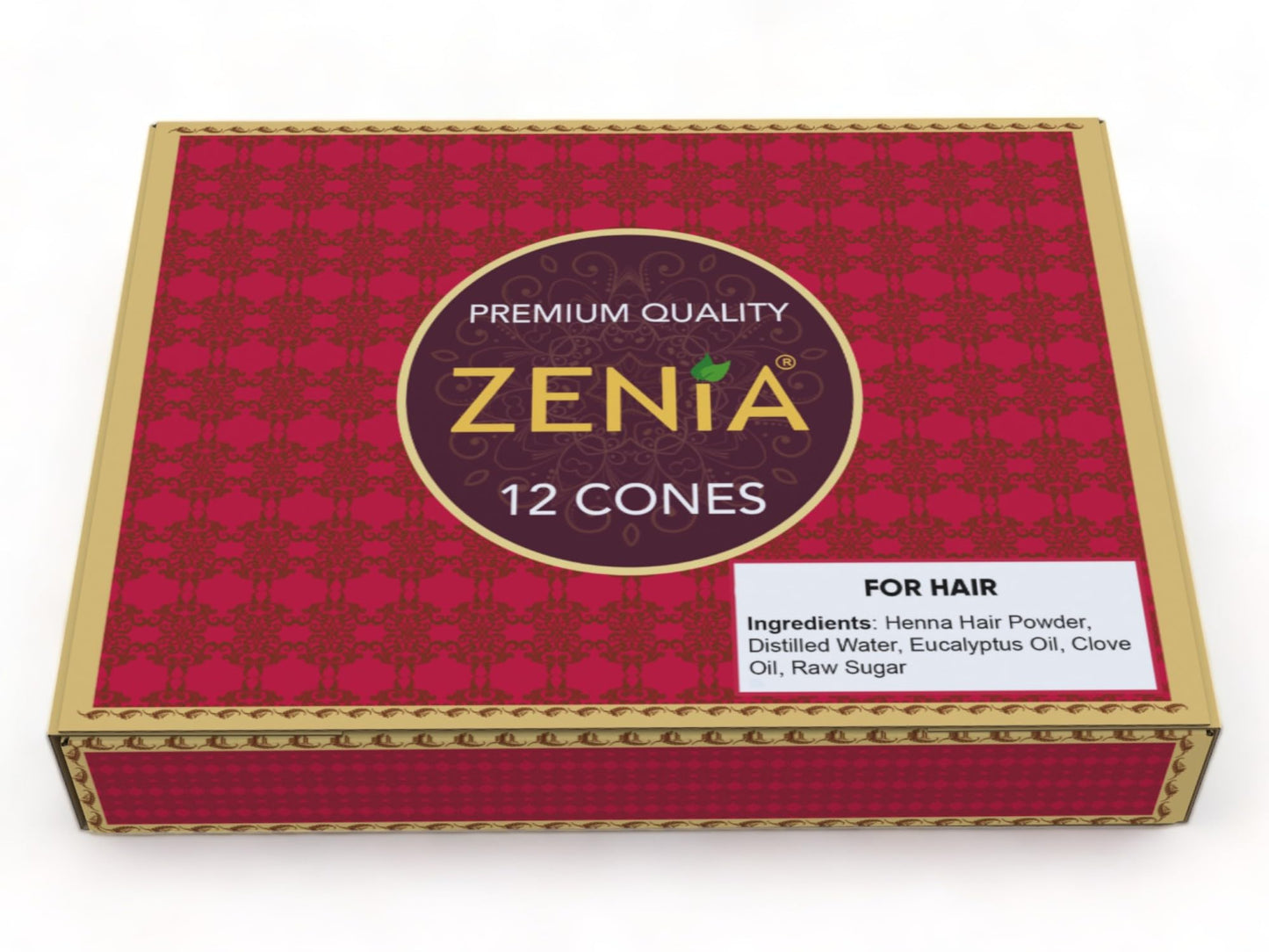 Zenia 6 Pack 100% Natural Ready to Use Henna Paste Hair Color Hair Dye Cones Reddish Brown Color