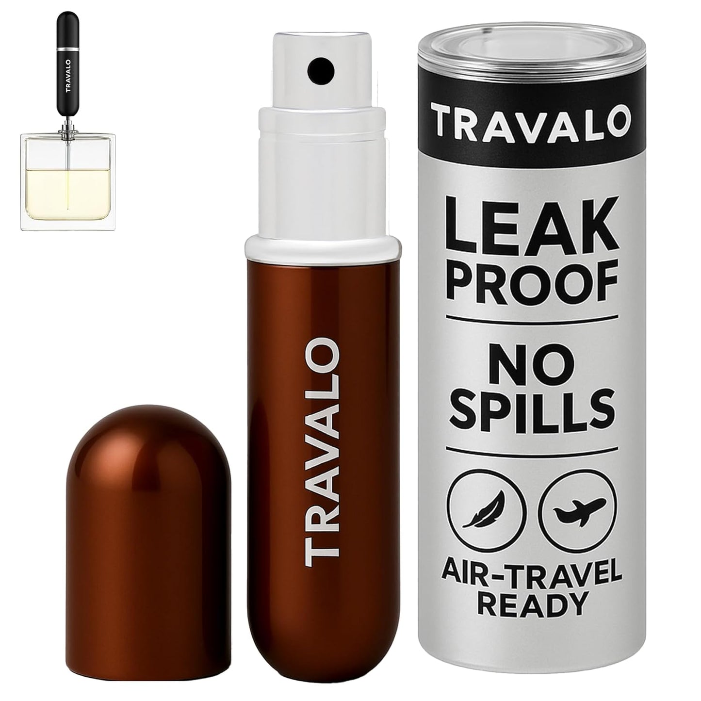Classic HD Perfume Atomizer | Leak-Proof & TSA Approved - Reusable Mini Pump Sprayer - Elegant Black 0.17oz