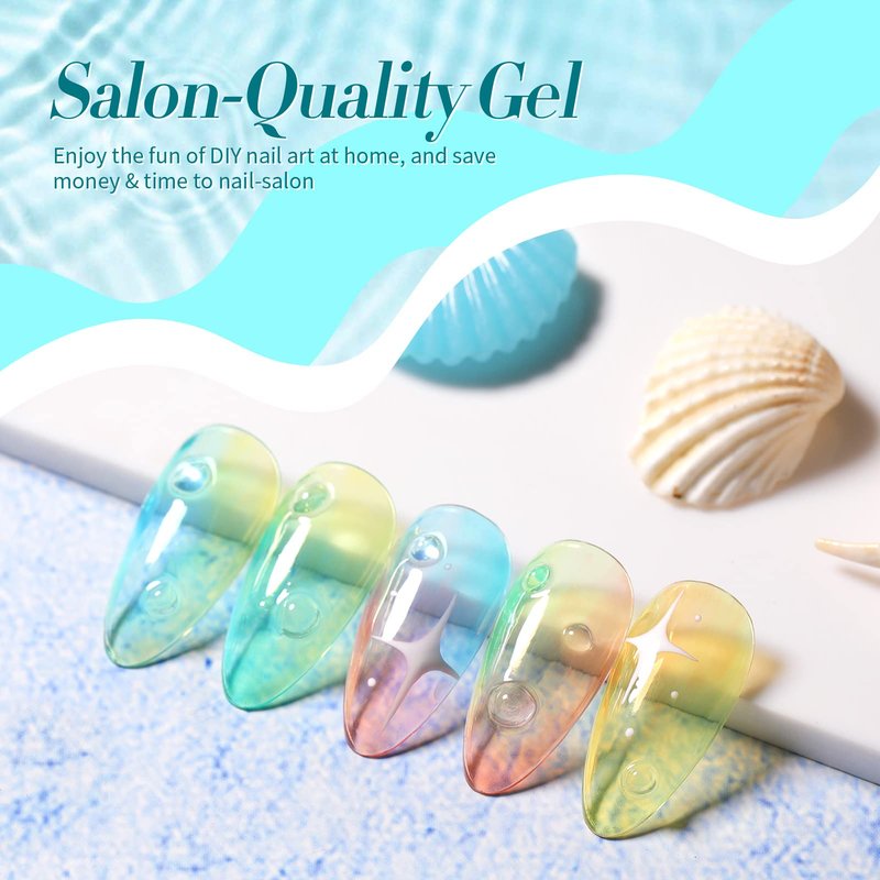 Born Pretty Pastel Jelly Gel Polish Blue Green Yellow Pink Red Translucent