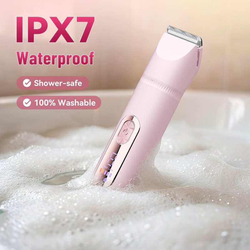 DERMAWAVE 5-in-1 Electric Bikini Trimmer for Women Pubic Hair, Waterproof Electric Razor Foil Shaver Hair Trimmer Epilator for Face, Nose, Ear, Bikini Line Area, Body, Leg, USB-C Rechargeable, Pink