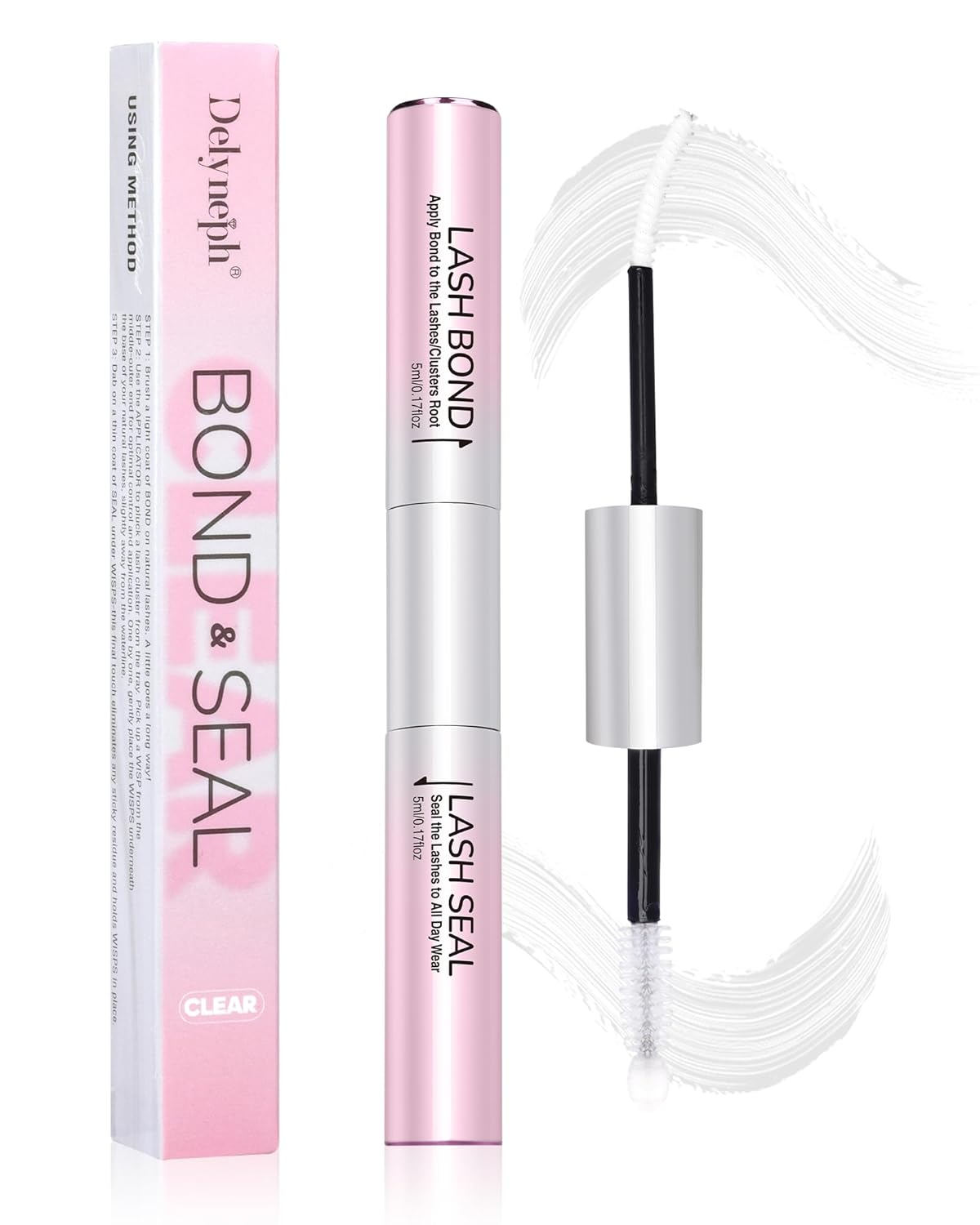 Eyelash Glue - Waterproof Bond & Seal for Lash Clusters | Long-Lasting 72H Adhesive, Latex-Free (5ml+5ml)