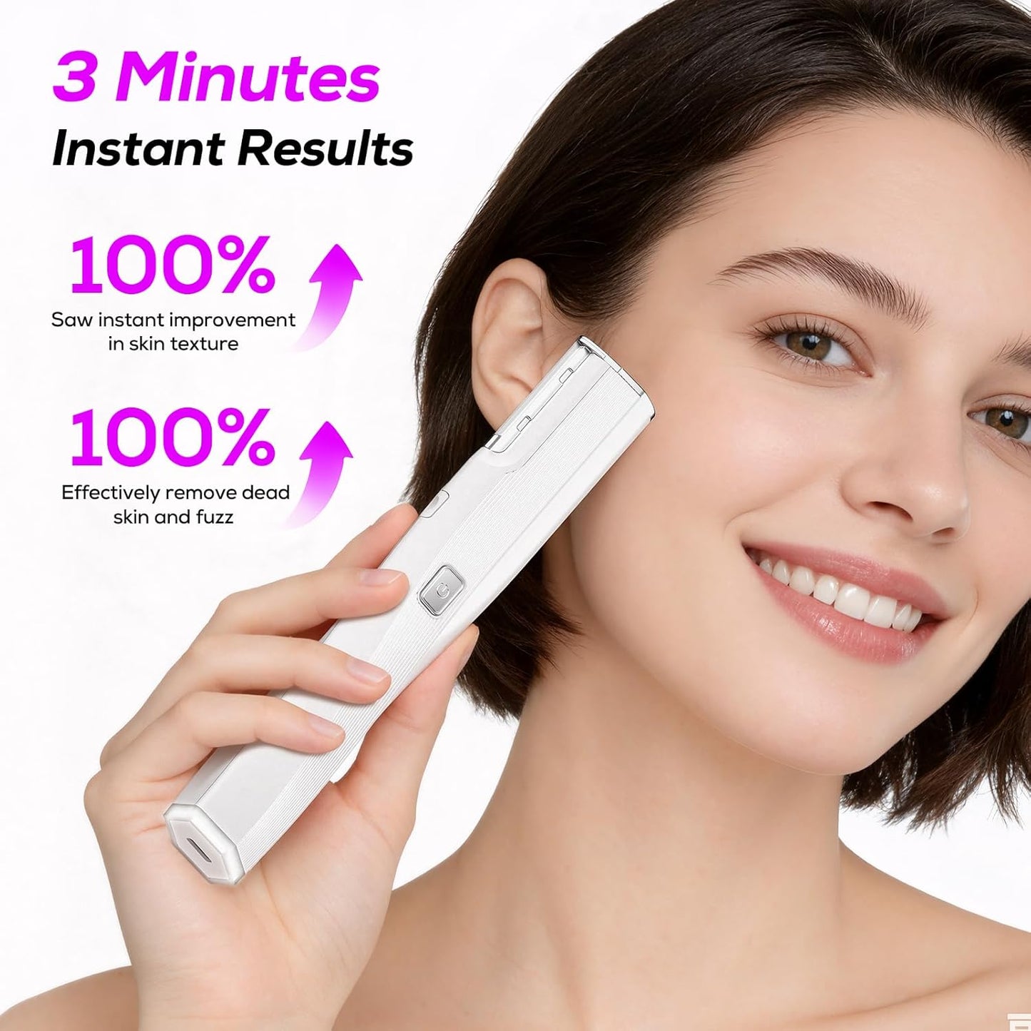 Dermaplane Razor for Women - Painless Sonic Exfoliation Tool with 10 Micro Mesh Blades | Off-White