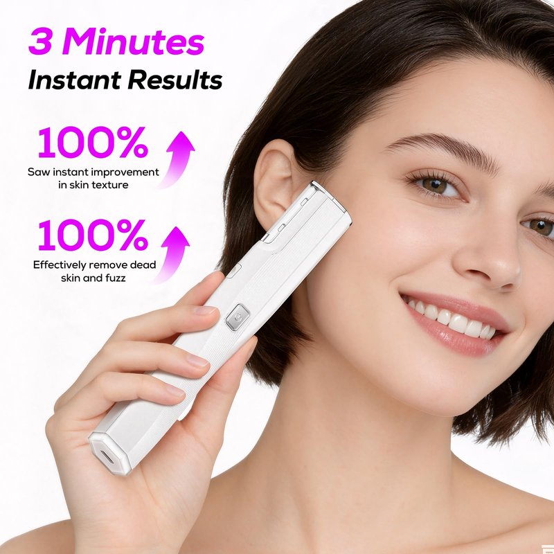 PEDOOD Dermaplane Razor for Women Face, Painless Sonic Dermaplane Tool with 10 Upgraded Micro Mesh Dermaplaning Blades, Women’s Facial Exfoliation & Peach Fuzz Hair Removal System (Off-White)