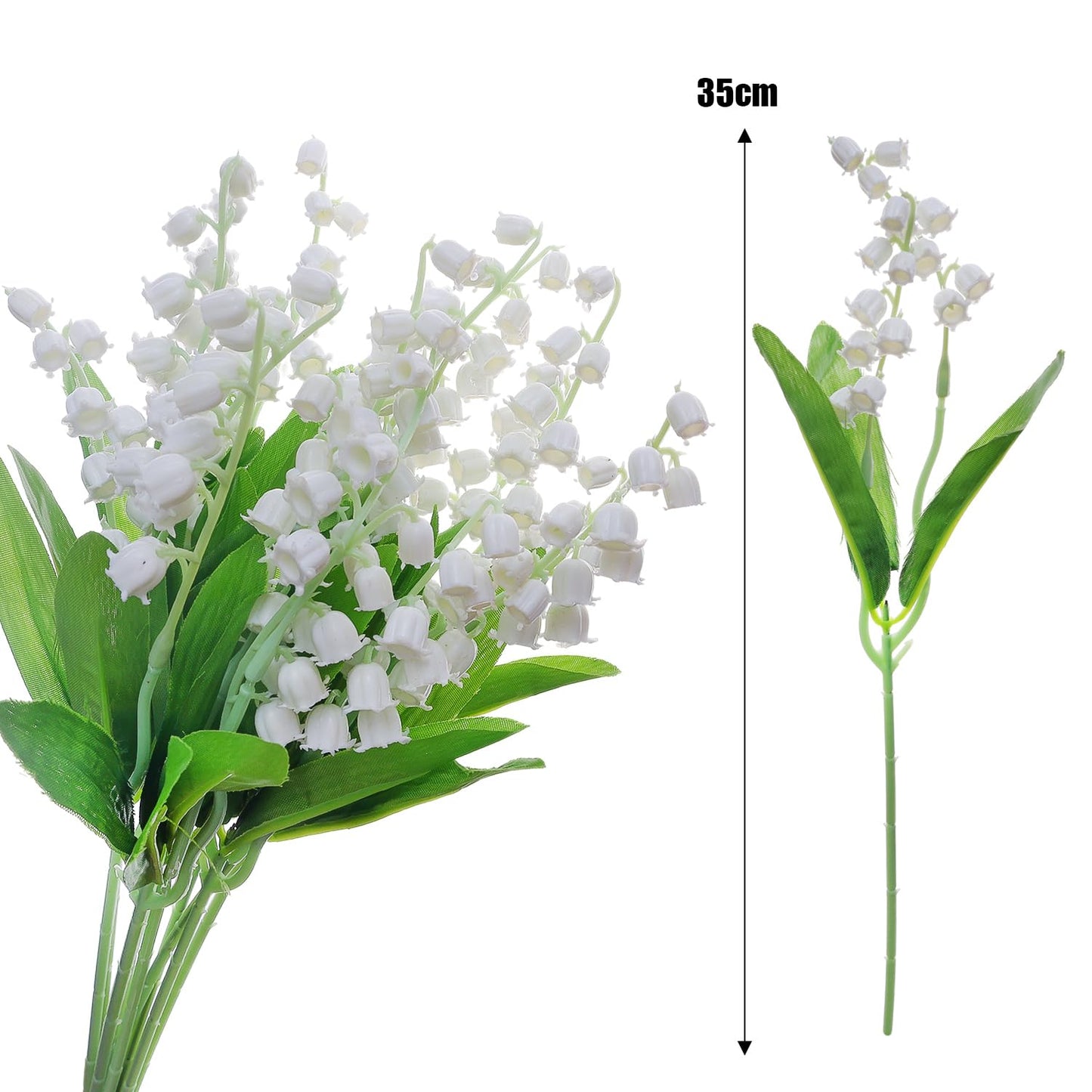 10Pcs Lily of The Valley Plastic Orchid Flower Artificial Bellflower DIY Wedding Bouquet Household Vase Table Party Decoration (10PCS)