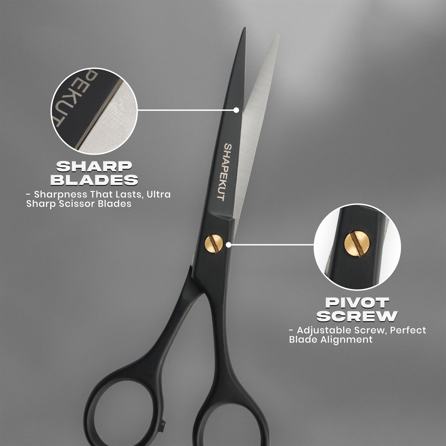 Hair Cutting Scissors 6.5 Inch, Professional Hair Shears, Haircut Scissors for Barber Salon – High Carbon Stainless Steel Blades - Ergonomic for Men, Women & All Ages (Black, 6.5 inches)