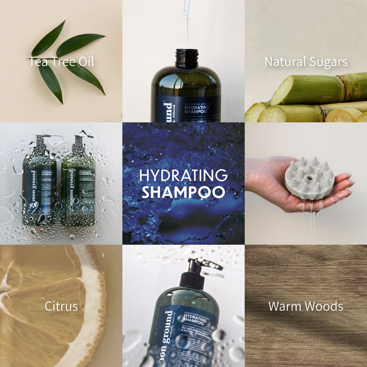COMMON GROUND Hydrating Natural Shampoo, Paraben and Cruelty Free, Vegan, Plant-Based, With Tea Tree Essential Oil & Natural Hydration Complex, pH5.5, Healthy Scalp, Shine, Color Safe for Men, Women