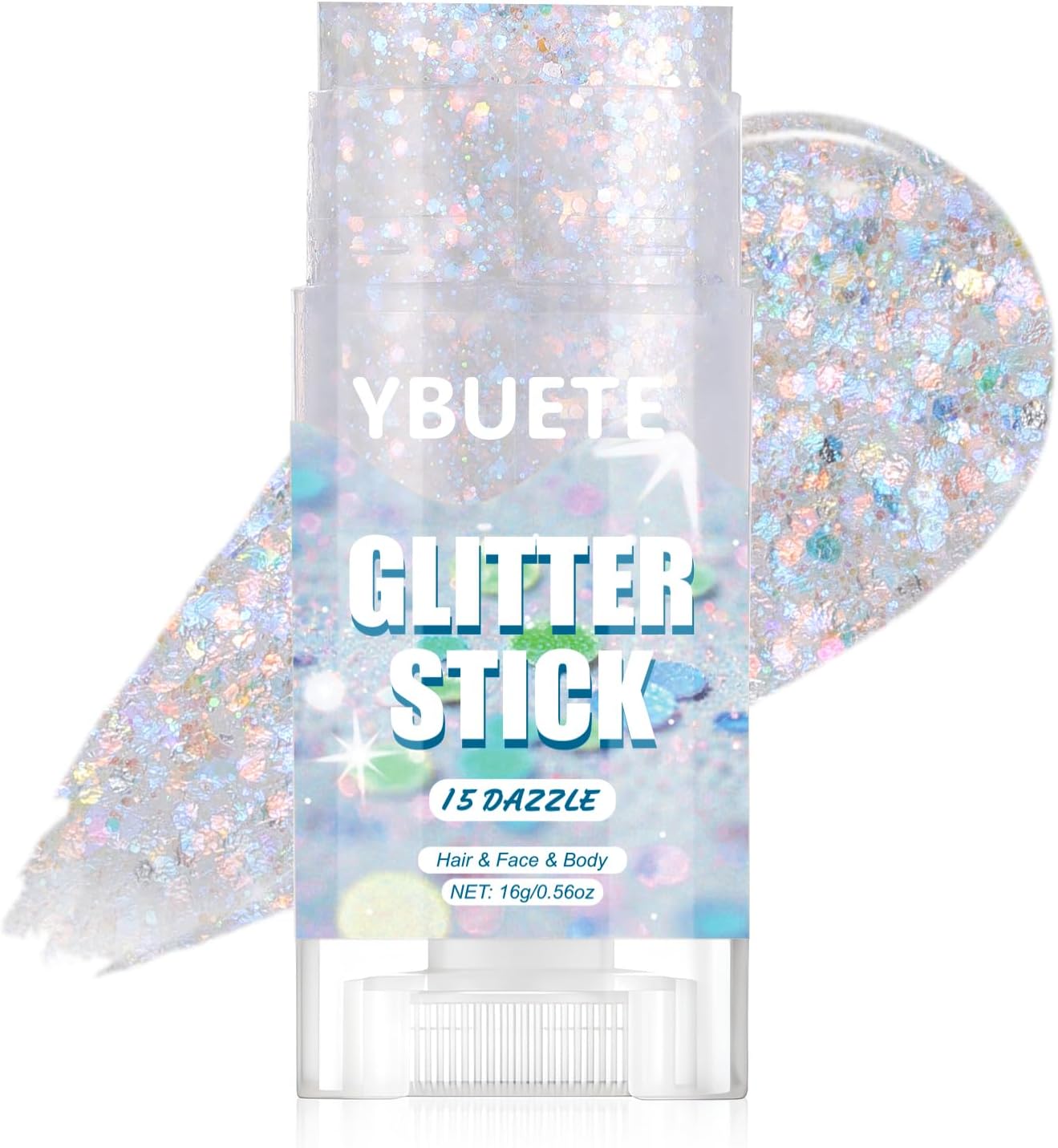 Red White Blue Star Face & Body Glitter Stick - Patriotic Makeup for 4th of July | USA Flag Accessory