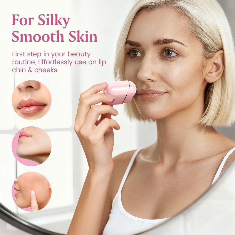 Brightup Facial Hair Removal for Women - Painless Electric Face Shaver for Peach Fuzz & Sensitive Skin, USB-C Chargeable Hair Shaver for Upper Lip & Chin,IPX7 Portable for Smooth Skin at Home & Travel