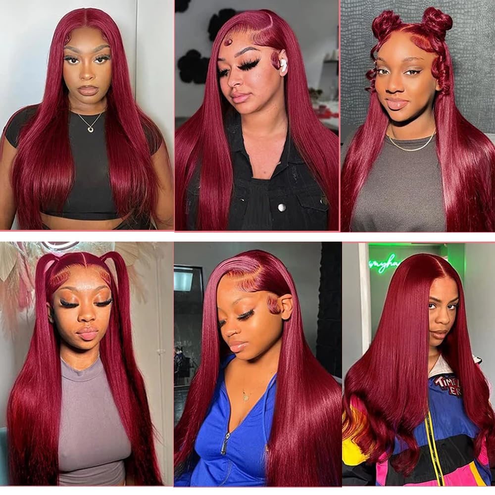 Burgundy Bundles Human Hair Straight Bundles 32 32 32 Inch #99J Wine Red Straight Bundle Unprocessed Brazilian Virgin Weave Hair 3 Bundle 50 Gram Per Bundle