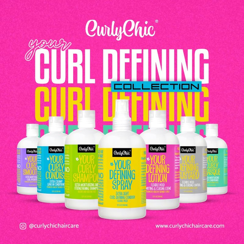 CurlyChic Your Defining Custard - Curl Defining & Moisturizing Styling Cream for Curly, Kinky, Coily, Wavy, & Frizzy Hair - Long-Lasting Hold, Flake-Free, No Crunch, Sulfate & Paraben Free, 12 fl oz