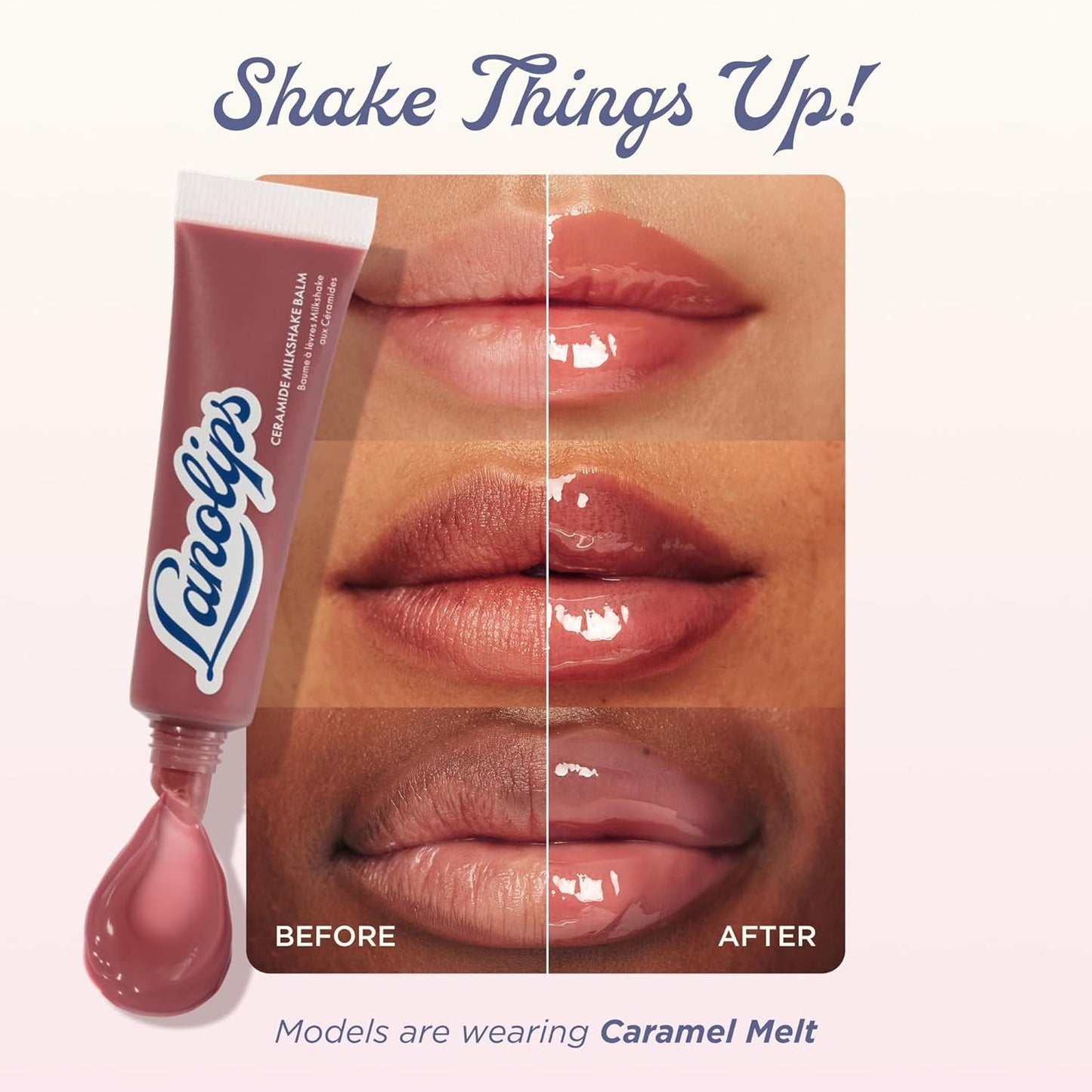 Lanolips Tinted Lip Balm - Hydrating Ceramide Milkshake Moisturizer | Sheer Glossy Balm in Caramel Melt (0.44 oz)
