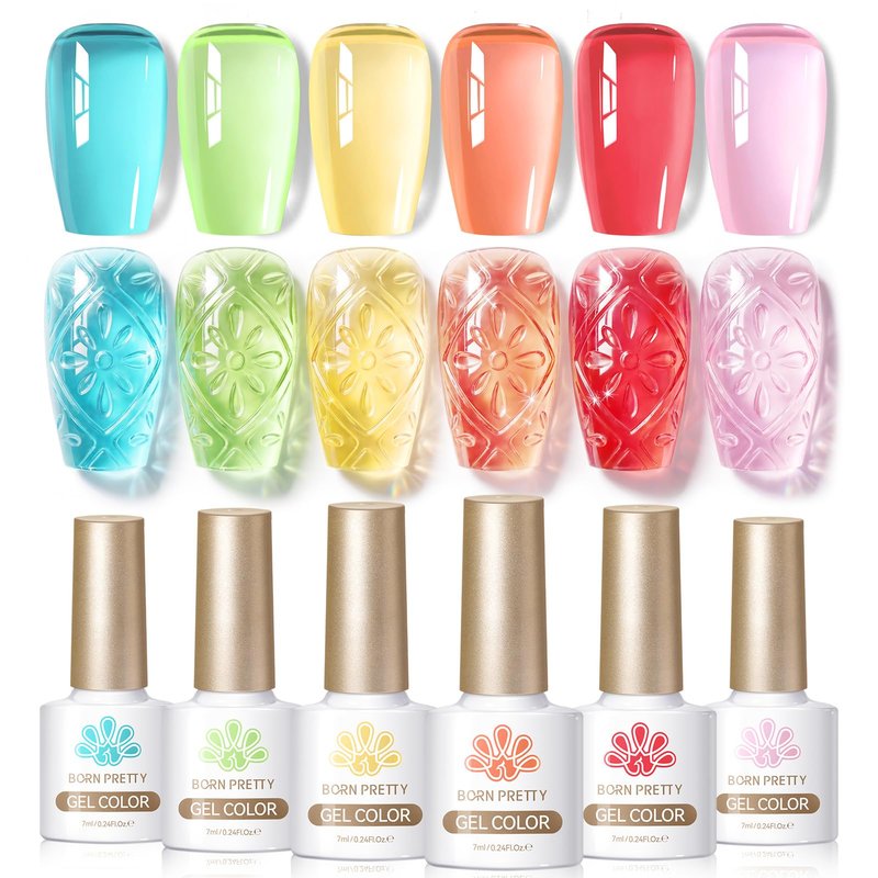 Born Pretty Pastel Jelly Gel Polish Blue Green Yellow Pink Red Translucent