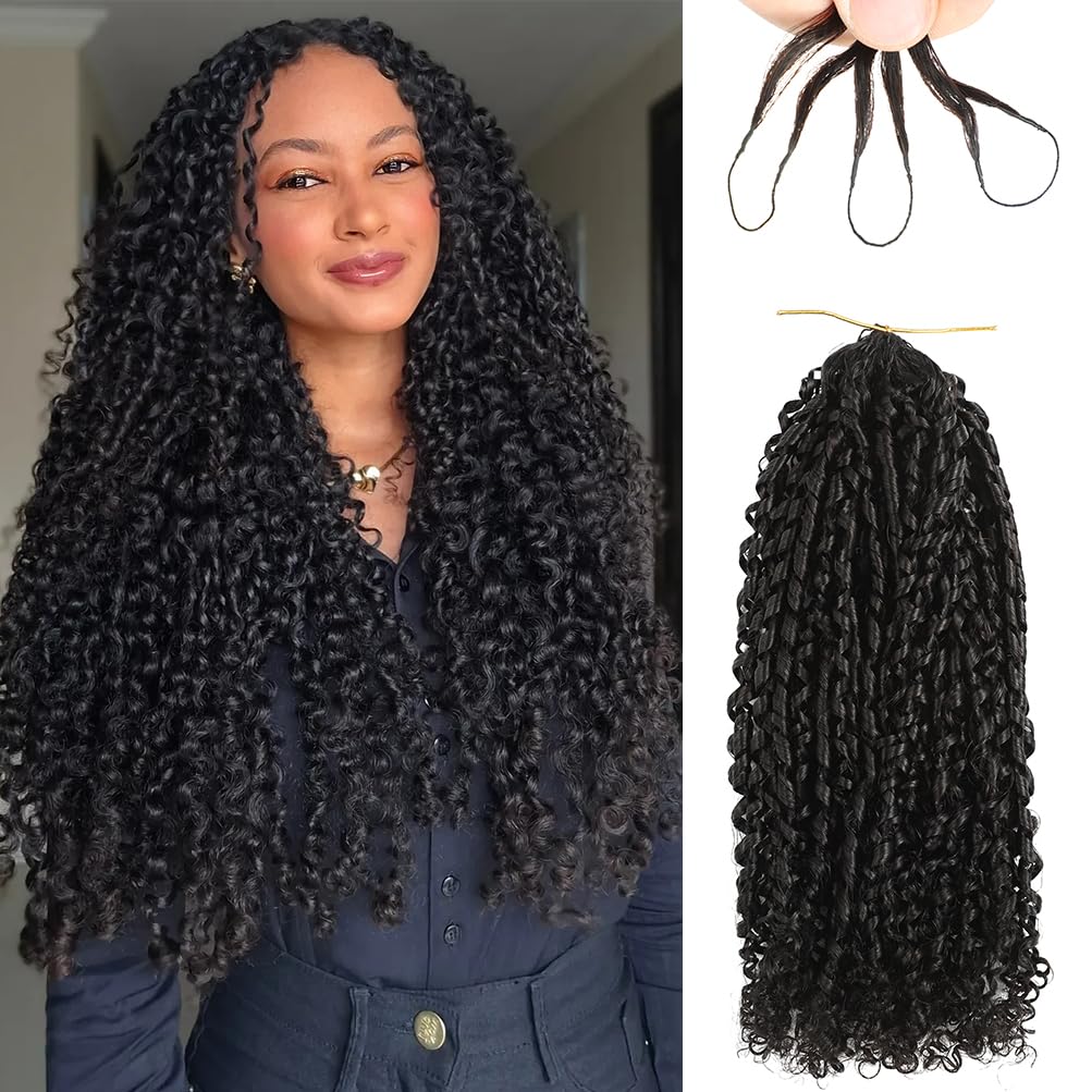 Pixie Curly Feather Crochet Human Hair 24 Inch 60g/pack Miracle Knots Hair 16A Curly Human Hair Crochet for Black Women Brazilian Invisible Pre-Separated Raw Human Crochet Hair Natural Color