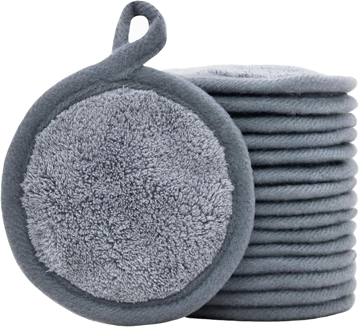 Reusable Makeup Remover Pads - Microfiber Facial Cleansing Cloths | 16 Soft Rounds for Easy Makeup Removal