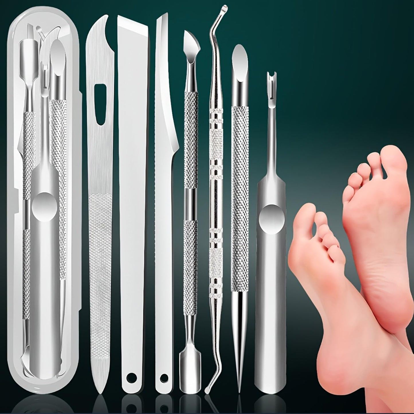 7pcs Stainless Steel Nail Care Kit: Precision Cuticle Remover &Cleaner - Gift for Women, Dead Skin, Festival Gift